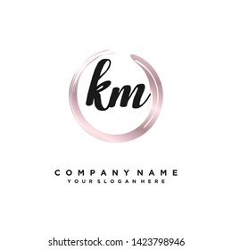 initials letter KM handwriting logo vector template
