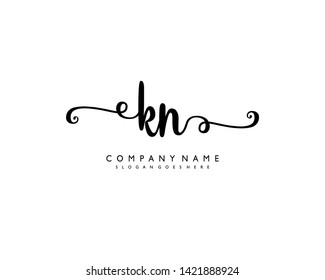 initials letter KN handwriting logo vector template