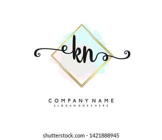 initials letter KN handwriting logo vector template