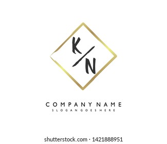 initials letter KN handwriting logo vector template