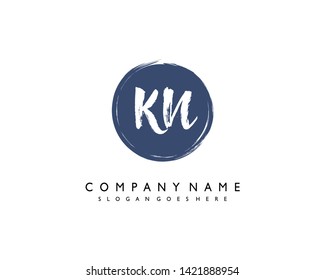 initials letter KN handwriting logo vector template