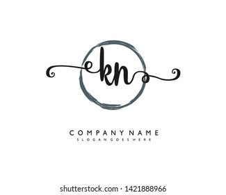 initials letter KN handwriting logo vector template