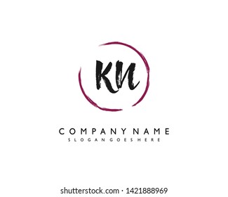 initials letter KN handwriting logo vector template