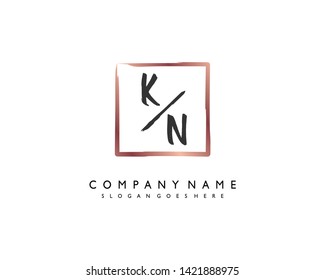 initials letter KN handwriting logo vector template