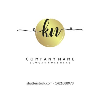 initials letter KN handwriting logo vector template