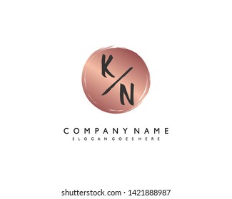 initials letter KN handwriting logo vector template