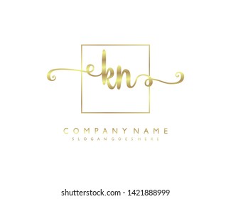 initials letter KN handwriting logo vector template