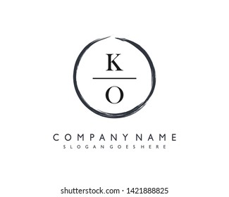 initials letter KO handwriting logo vector template