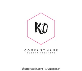 initials letter KO handwriting logo vector template