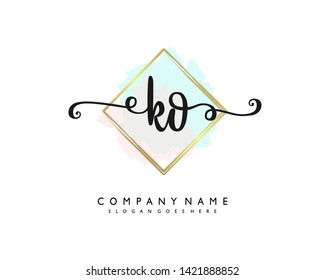 initials letter KO handwriting logo vector template