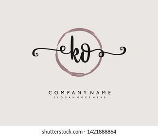 initials letter KO handwriting logo vector template