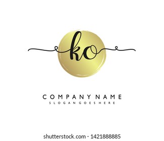 initials letter KO handwriting logo vector template
