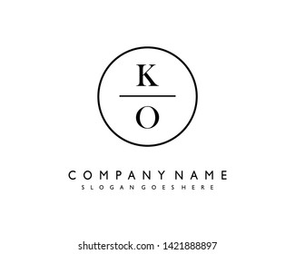 initials letter KO handwriting logo vector template