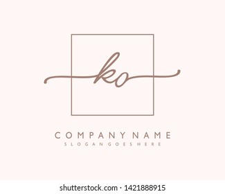 initials letter KO handwriting logo vector template
