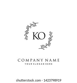 initials letter KO handwriting logo vector template