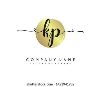 initials letter KP handwriting logo vector template