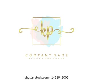 initials letter KP handwriting logo vector template