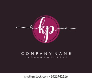 initials letter KP handwriting logo vector template