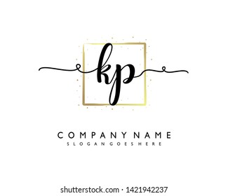 initials letter KP handwriting logo vector template