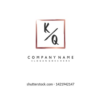 initials letter KQ handwriting logo vector template