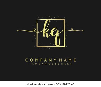 initials letter KQ handwriting logo vector template