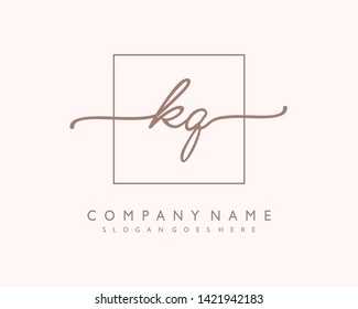 initials letter KQ handwriting logo vector template