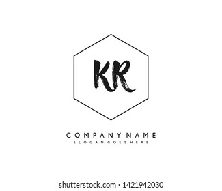 initials letter KR handwriting logo vector template