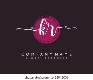 initials letter KR handwriting logo vector template