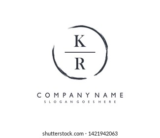 initials letter KR handwriting logo vector template