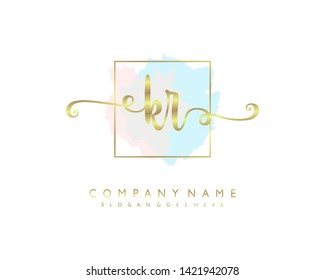 initials letter KR handwriting logo vector template