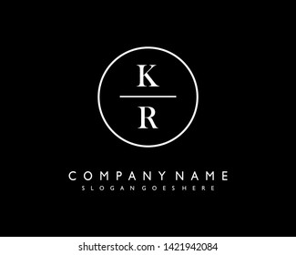 initials letter KR handwriting logo vector template