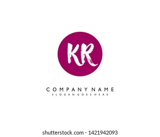 initials letter KR handwriting logo vector template