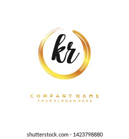 initials letter KR handwriting logo vector template
