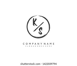 initials letter KS handwriting logo vector template