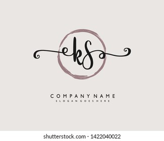 initials letter KS handwriting logo vector template