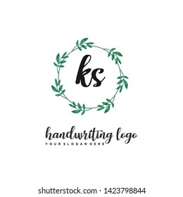 initials letter KS handwriting logo vector template