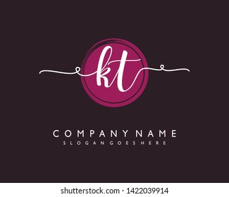 initials letter KT handwriting logo vector template
