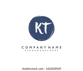 initials letter KT handwriting logo vector template