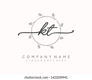 initials letter KT handwriting logo vector template