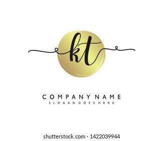 initials letter KT handwriting logo vector template