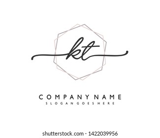 initials letter KT handwriting logo vector template