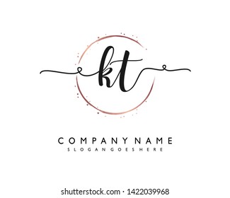 initials letter KT handwriting logo vector template