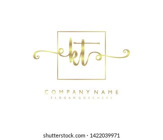 initials letter KT handwriting logo vector template