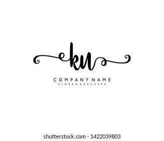 initials letter KU handwriting logo vector template