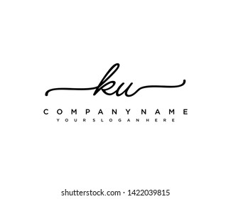initials letter KU handwriting logo vector template