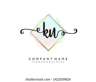 initials letter KU handwriting logo vector template