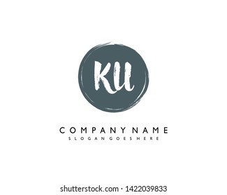 initials letter KU handwriting logo vector template