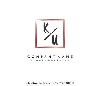 initials letter KU handwriting logo vector template