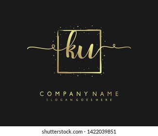 initials letter KU handwriting logo vector template