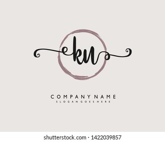 initials letter KU handwriting logo vector template